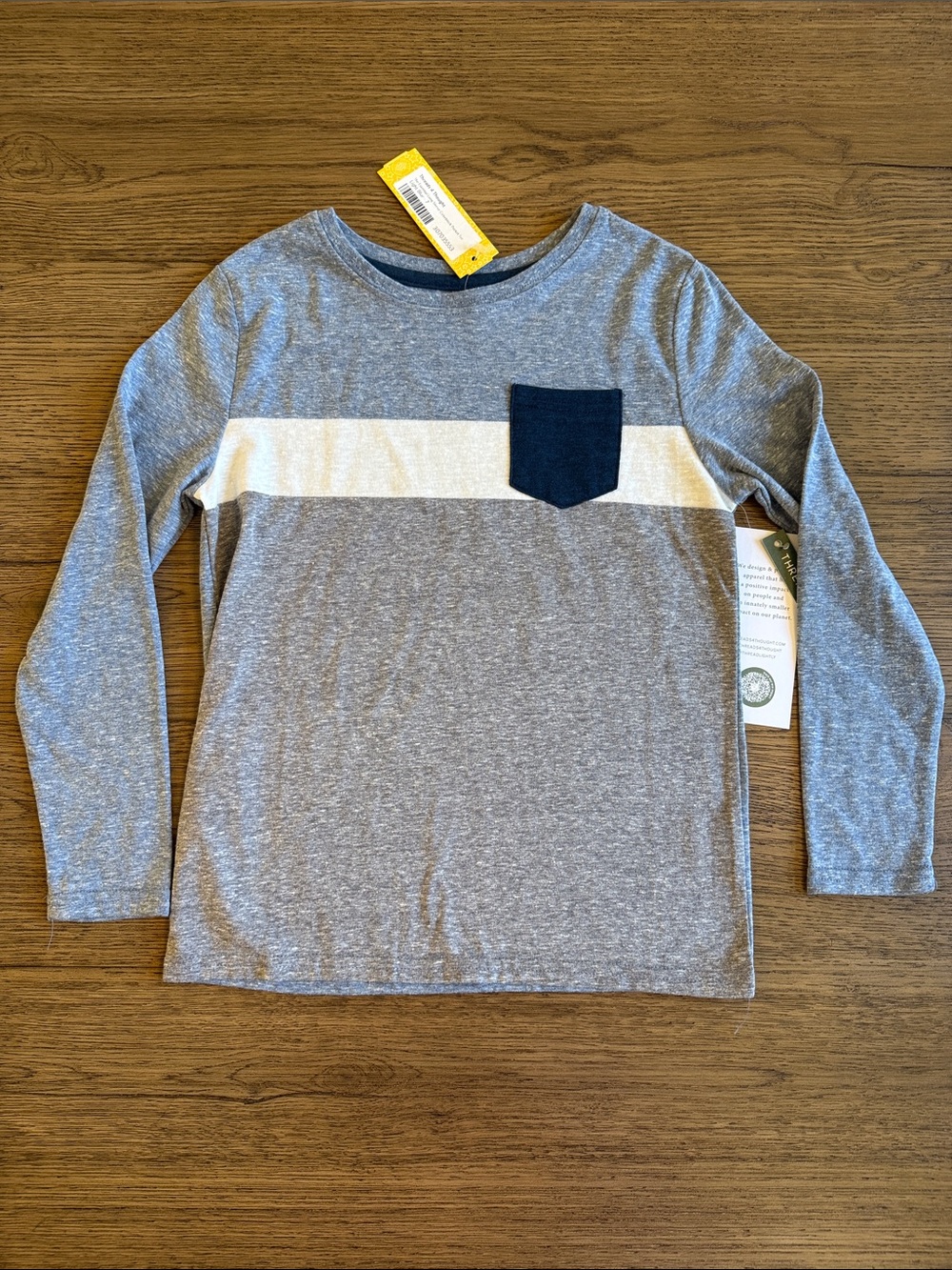 NWT Threads 4 Thought Long-Sleeve Tee with White Stripe & Navy Pocket